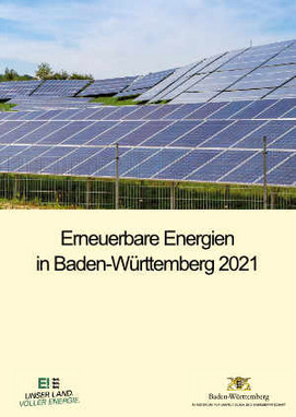 Titelblatt der Broschüre "Erneuerbare Energien 2021 in Baden--Württemberg"